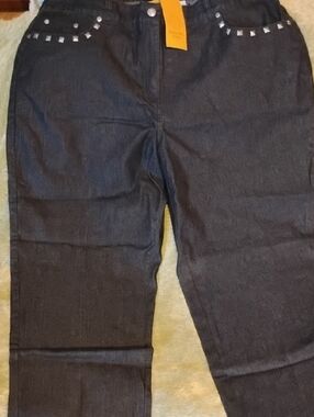 Ruby Rd. Black Washed Jeans with Silver Studs